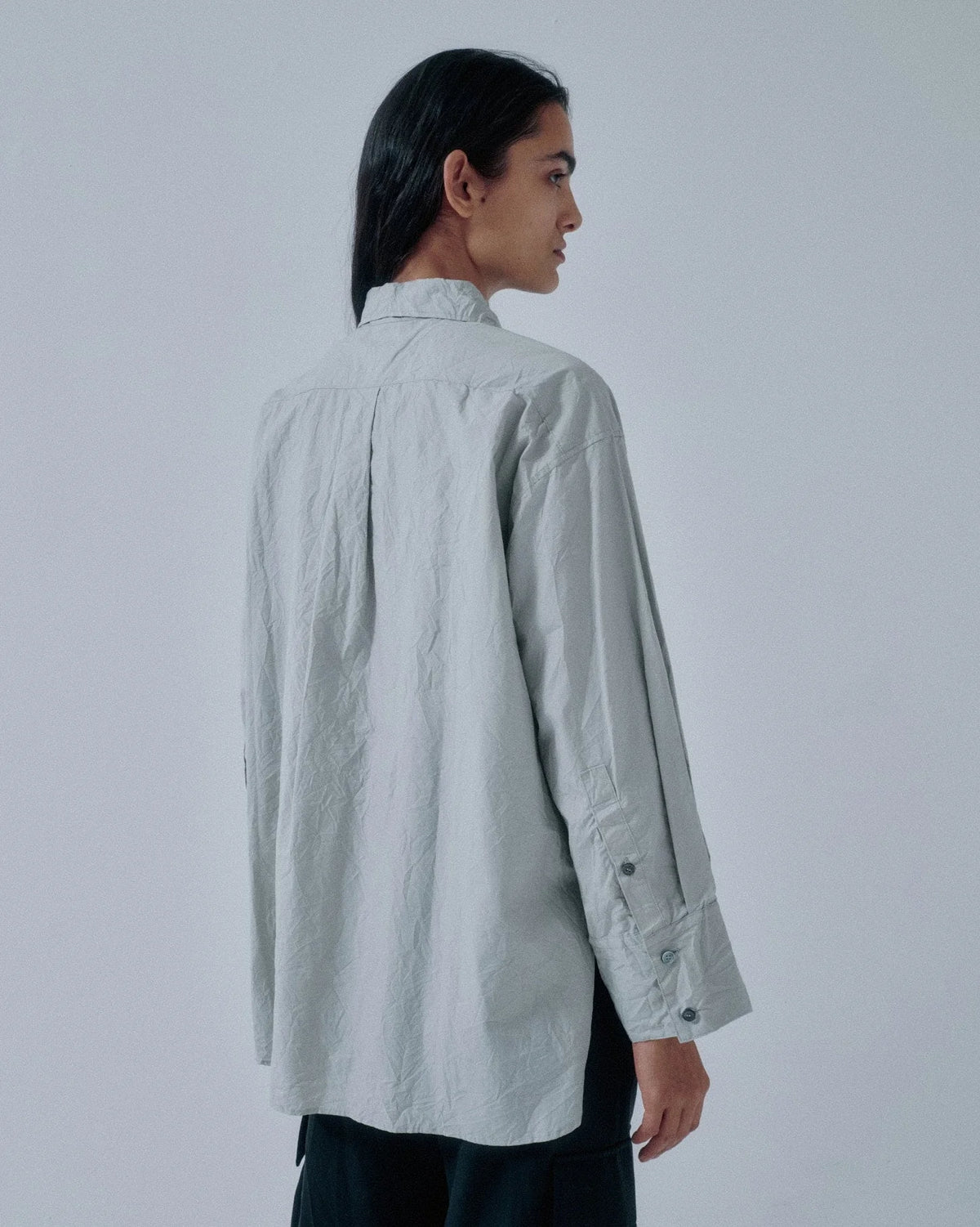 Crinkled Oversized Shirt - Moon Grey