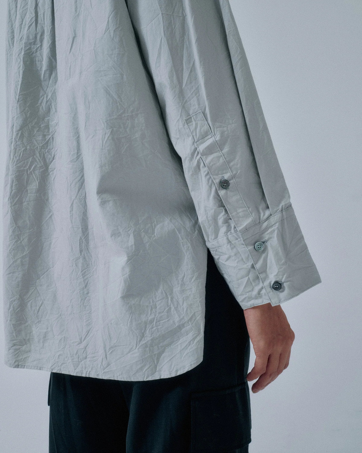 Crinkled Oversized Shirt - Moon Grey