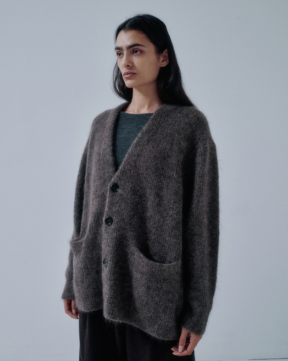 Mohair Cardigan - Ash Brown