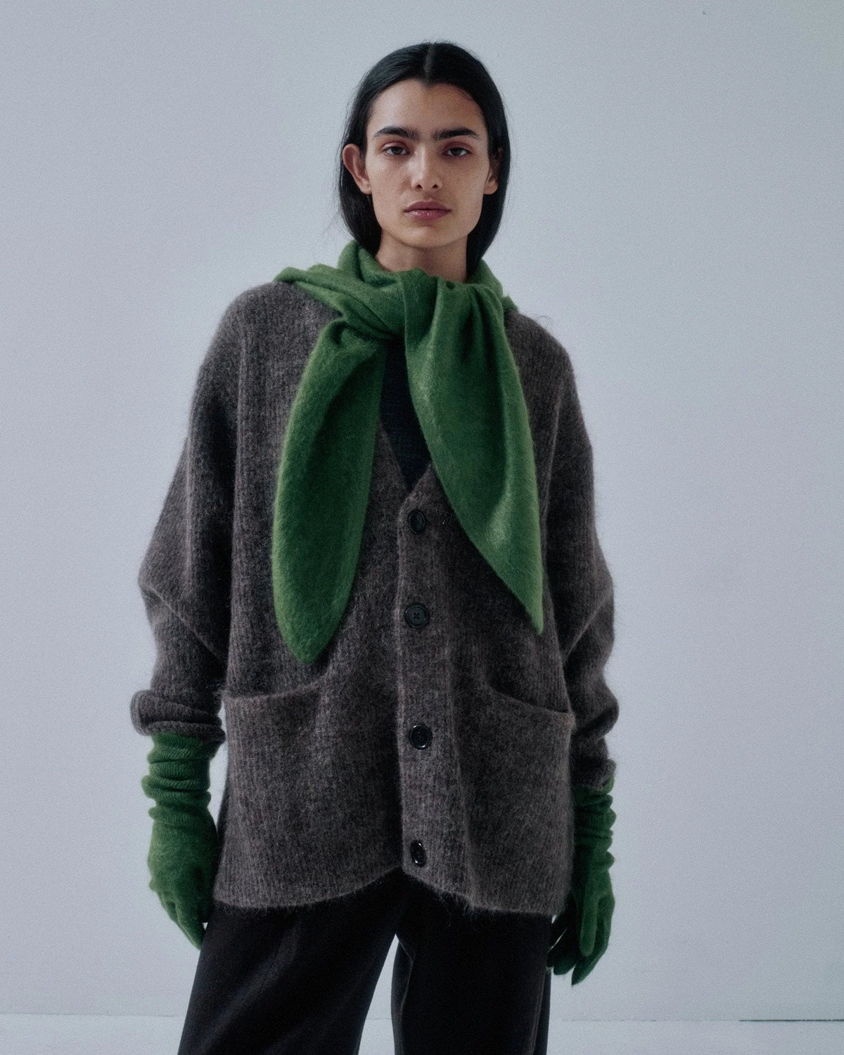 Hooded Cashmere Scarf - Cactus