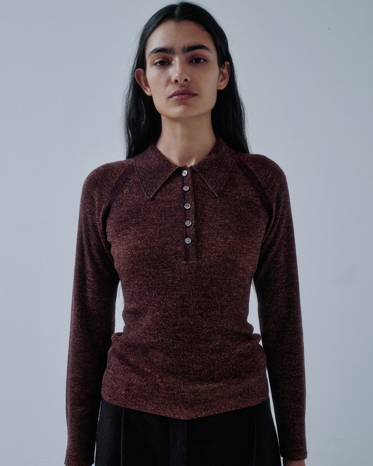 Como Ribbed Polo - Chocolate x Orange
