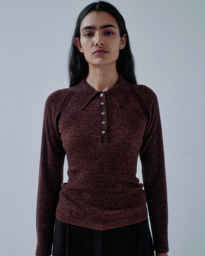 Como Ribbed Polo - Chocolate x Orange