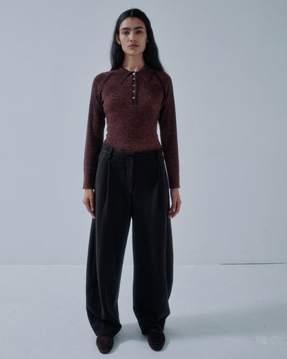 Como Ribbed Polo - Chocolate x Orange