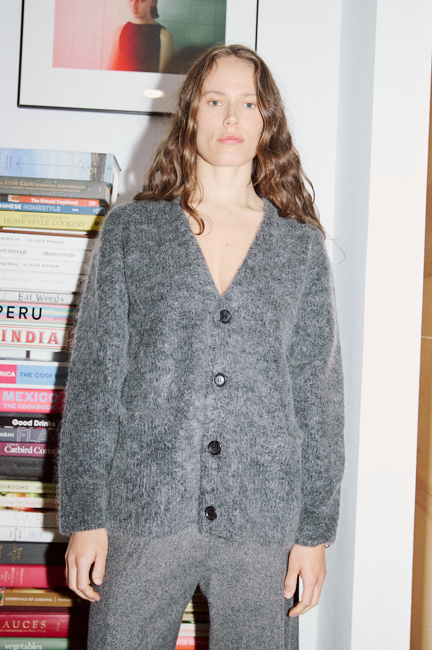 Mohair Cardigan in Charcoal