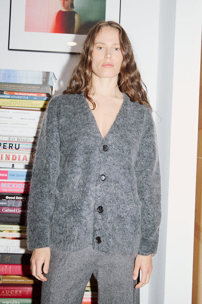 Mohair Cardigan in Charcoal