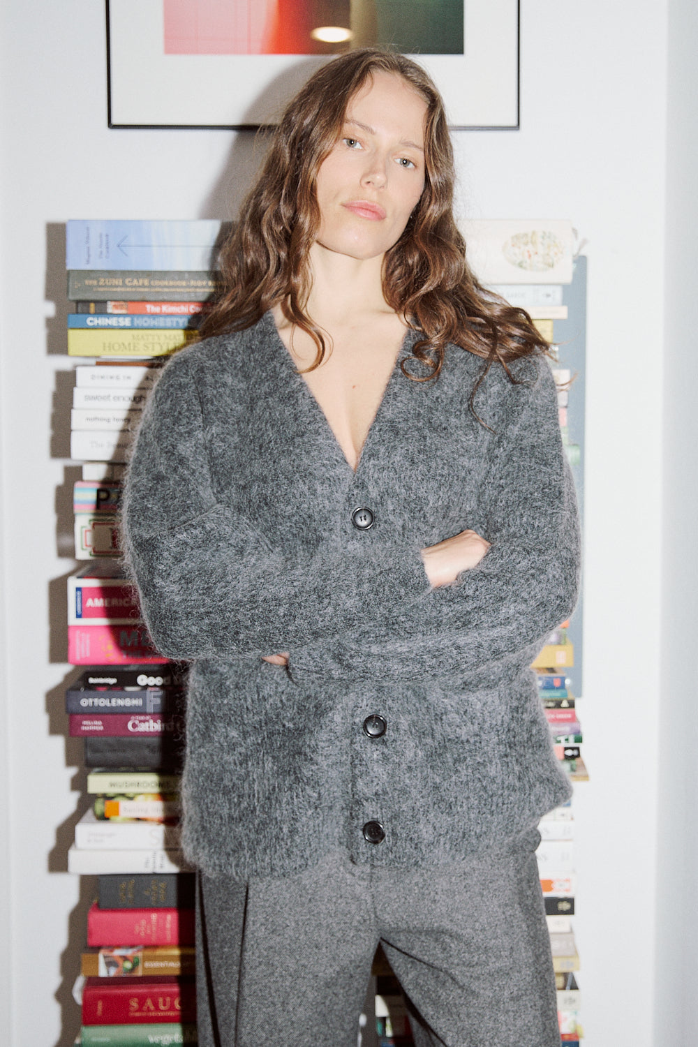 Mohair Cardigan in Charcoal