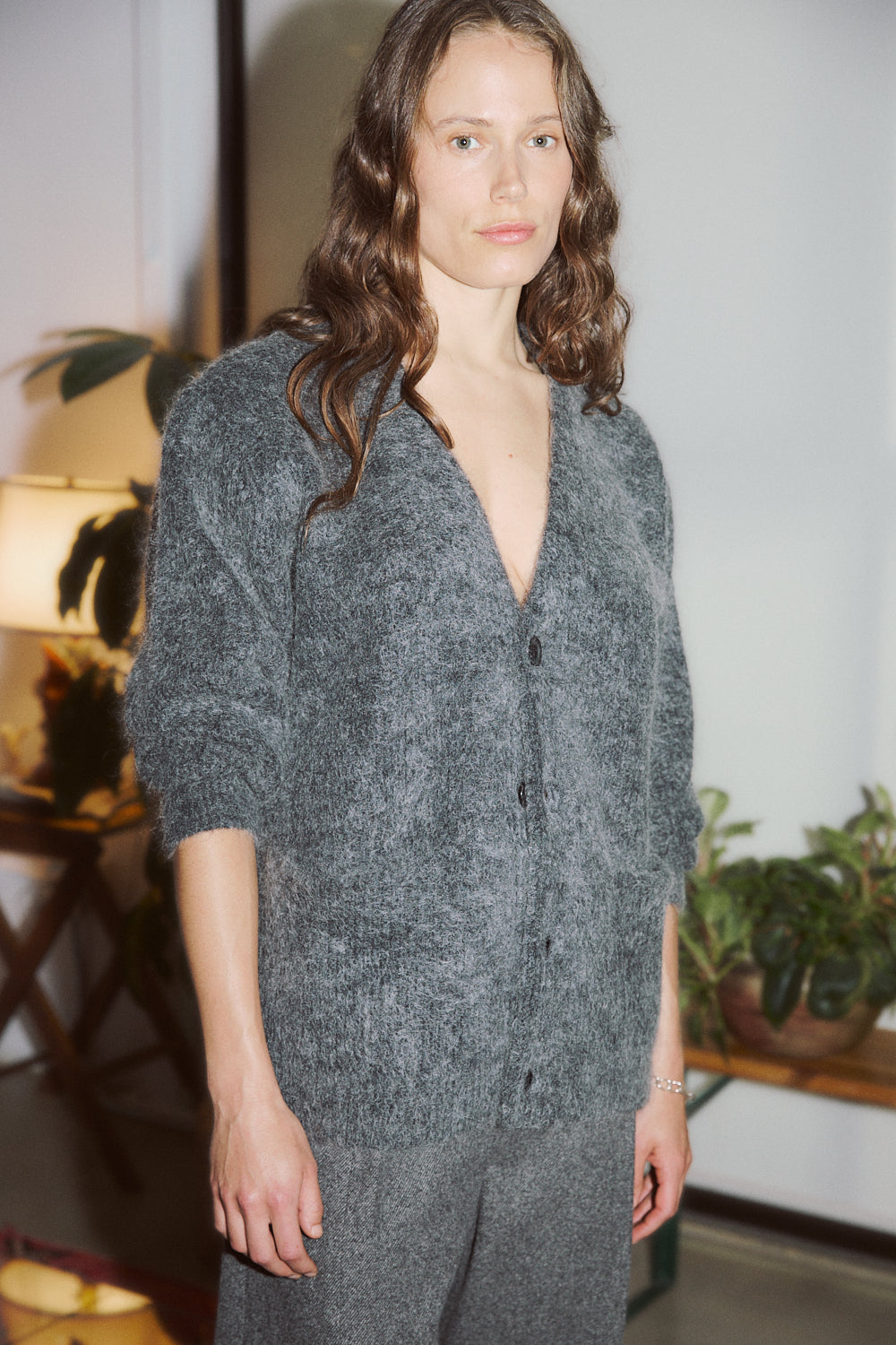 Mohair Cardigan in Charcoal