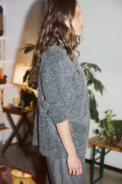 Mohair Cardigan in Charcoal