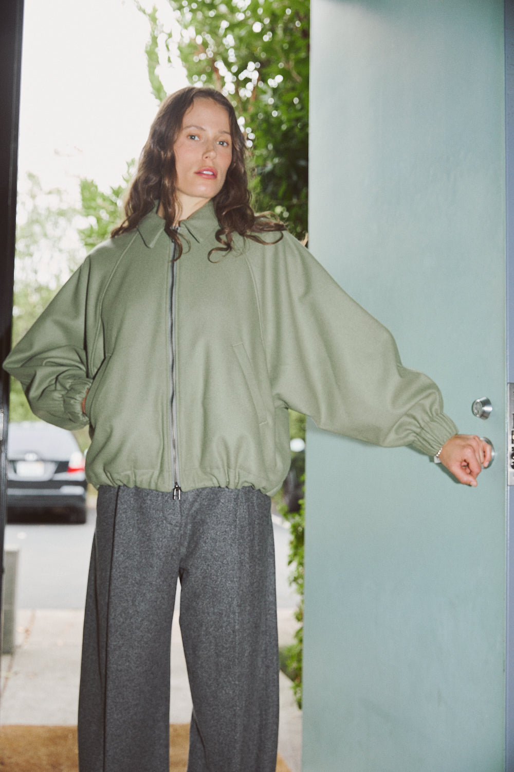 Bomber Jacket in Artichoke