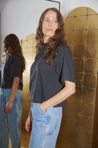 Mahuna SS T-Shirt in Blue Graphite