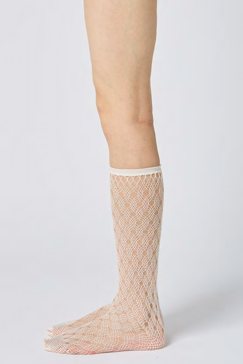 Wavy Fishnet Socks - Ivory