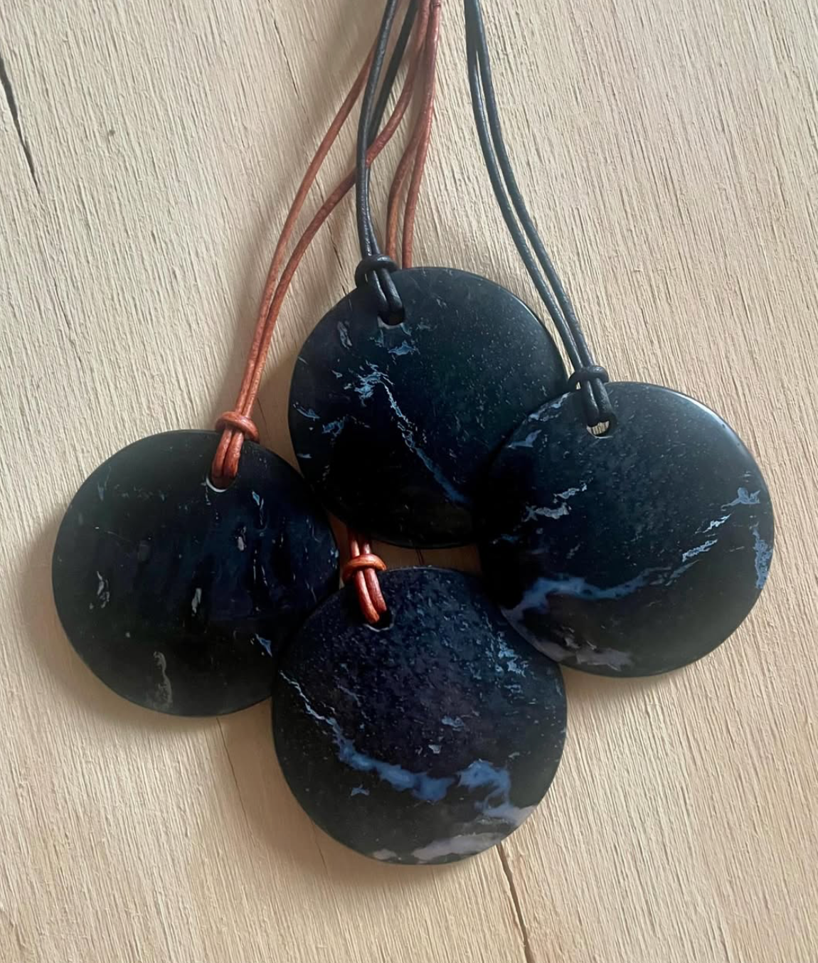 Fossilized Palm Wood Pendant - Black