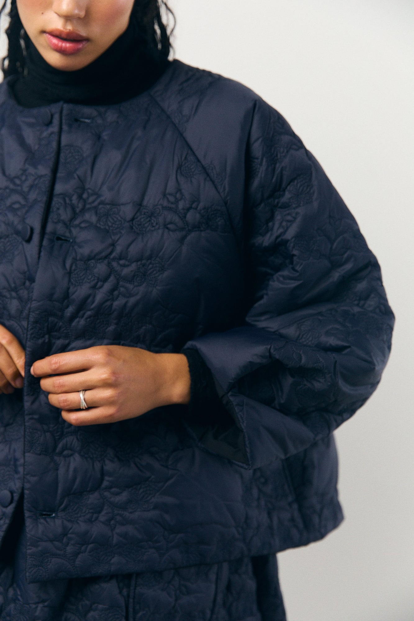 Quilted Jacket in Navy Black