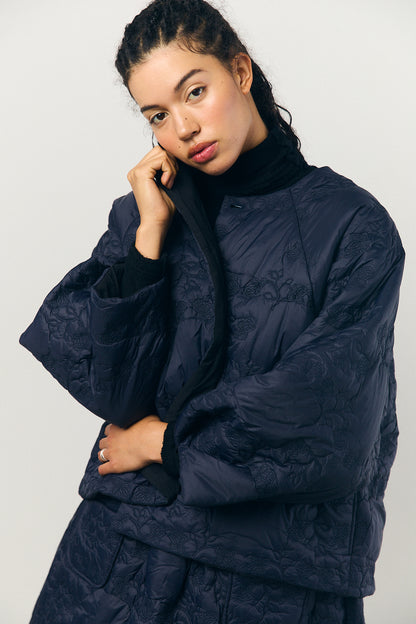 Quilted Jacket in Navy Black