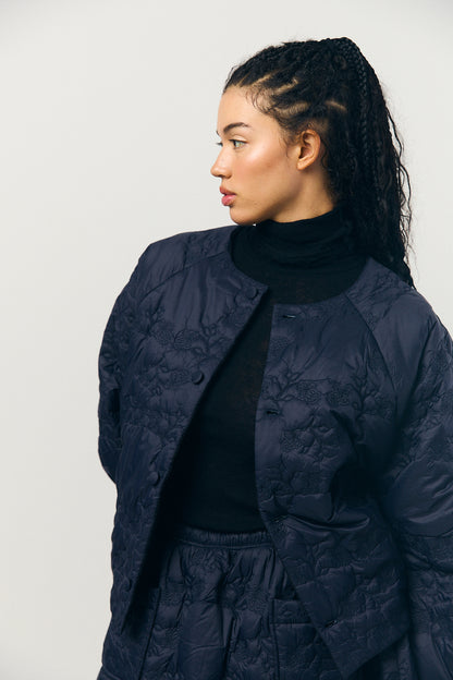 Quilted Jacket in Navy Black