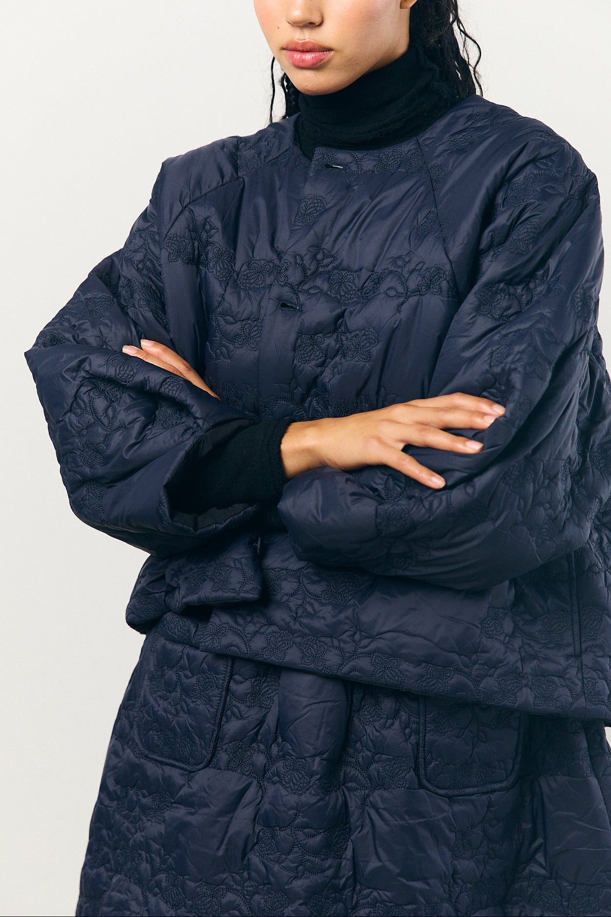 Quilted Jacket in Navy Black