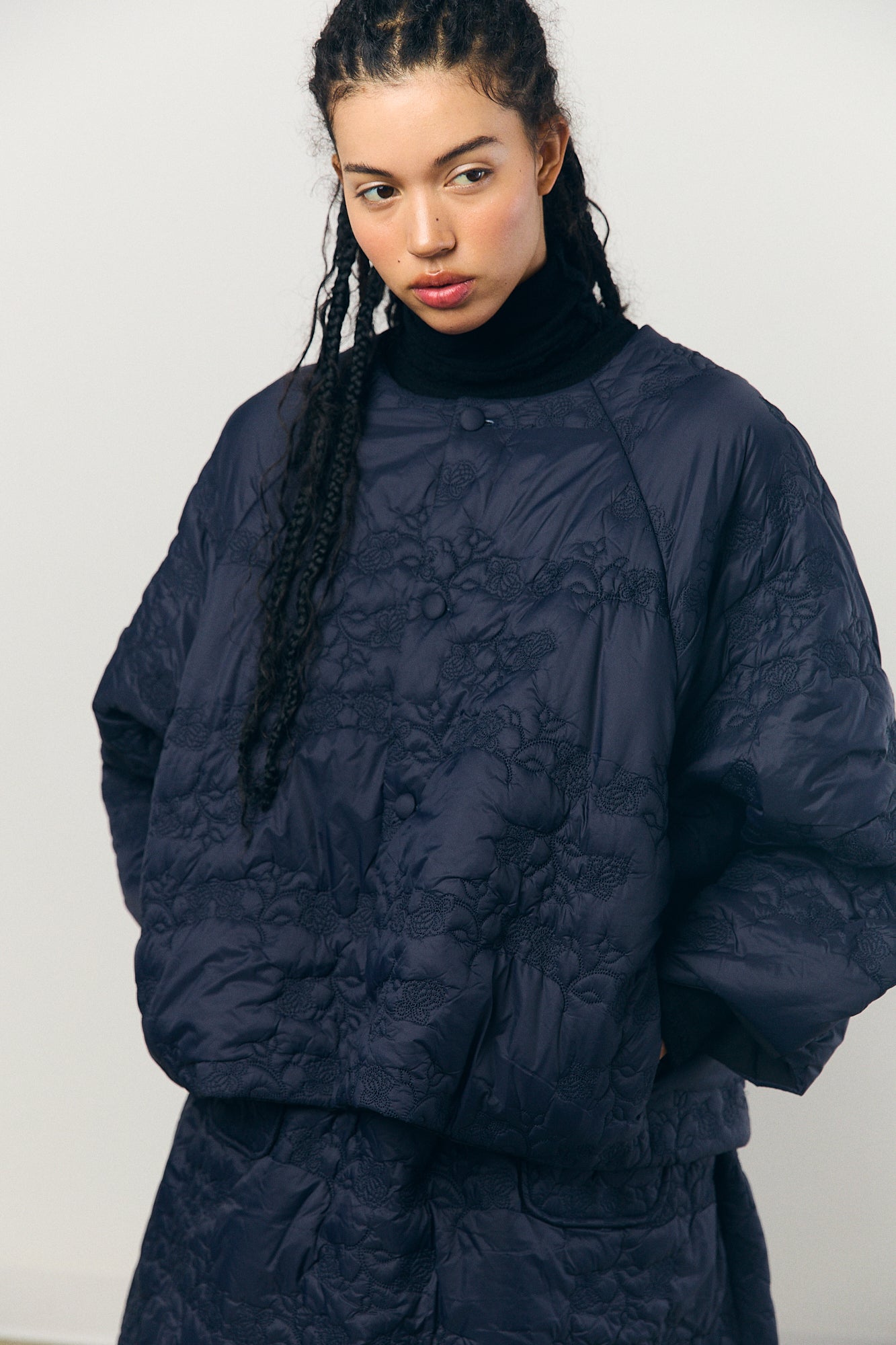Quilted Jacket in Navy Black