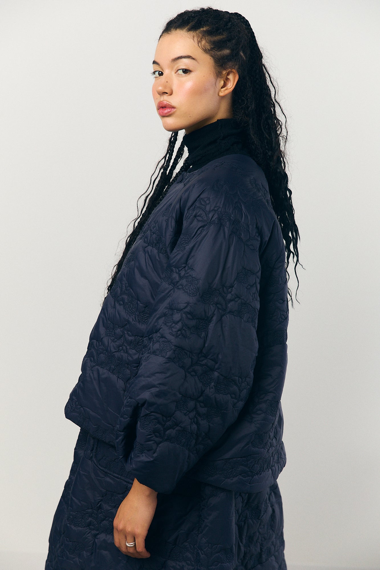 Quilted Jacket in Navy Black