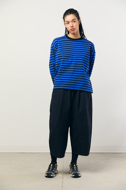 Cotton Border L/S Tee in Navy and Black