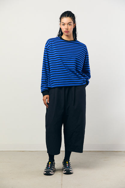 Cotton Border L/S Tee in Navy and Black