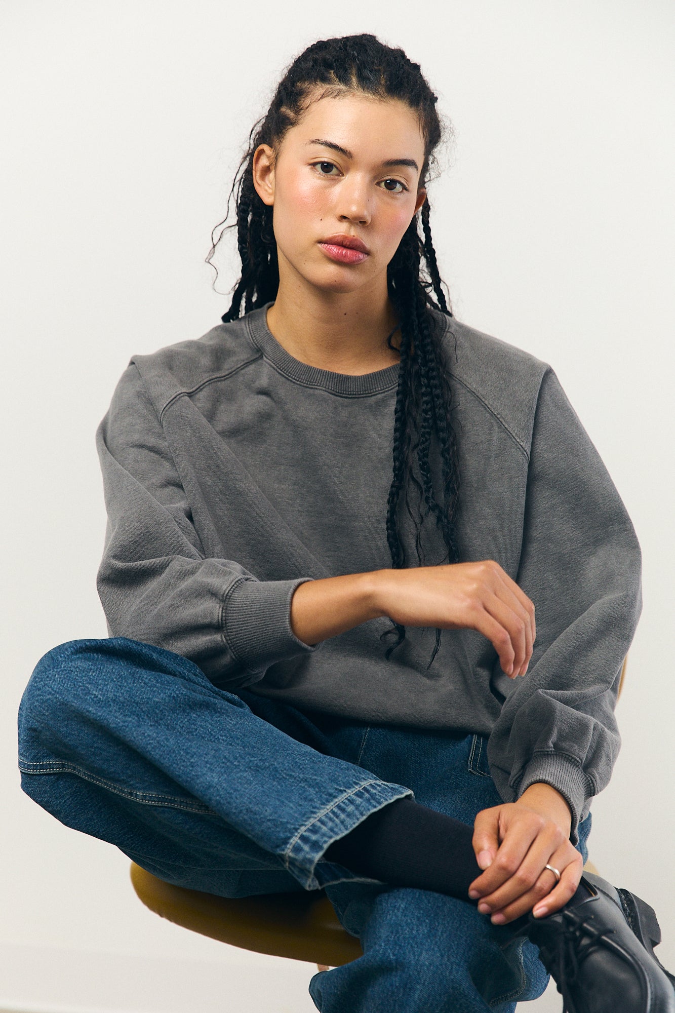 Pigment Dye Sweat L/S in Grey