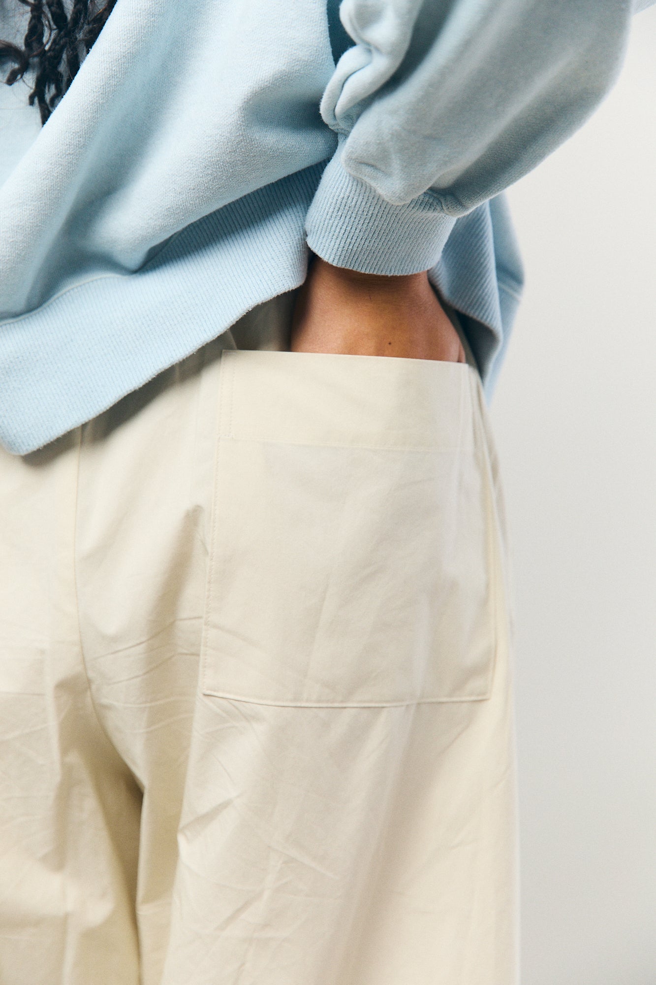 Box Pleats Easy Pants in Ivory