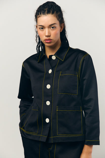Sateen A-line shirt jacket