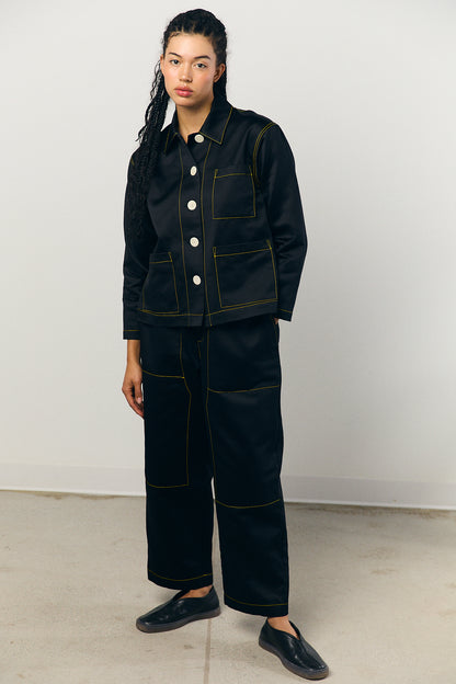 Sateen A-line shirt jacket