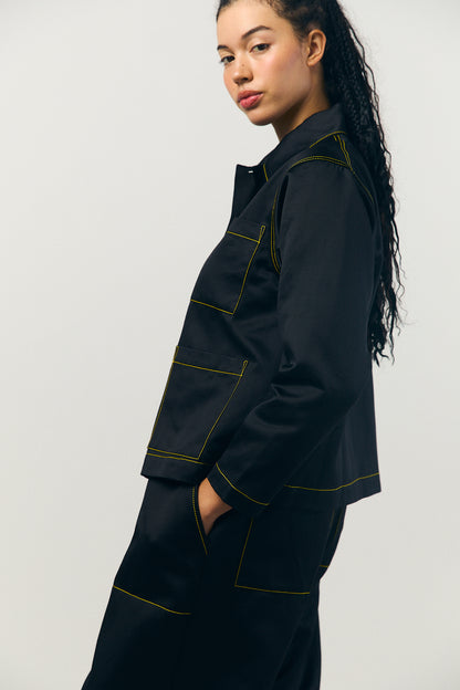 Sateen A-line shirt jacket