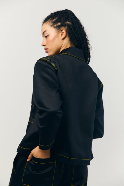 Sateen A-line shirt jacket