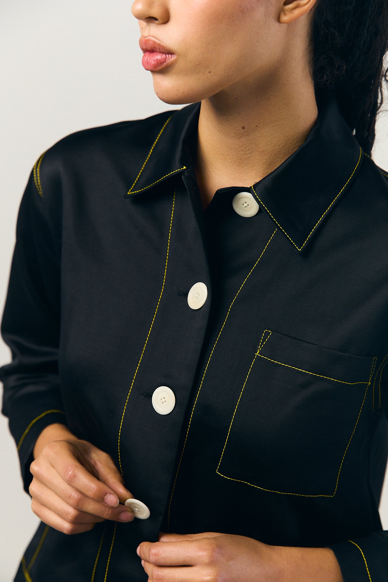 Sateen A-line shirt jacket
