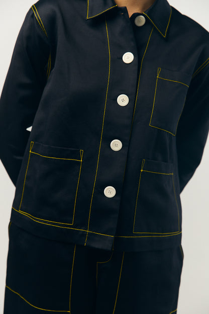 Sateen A-line shirt jacket