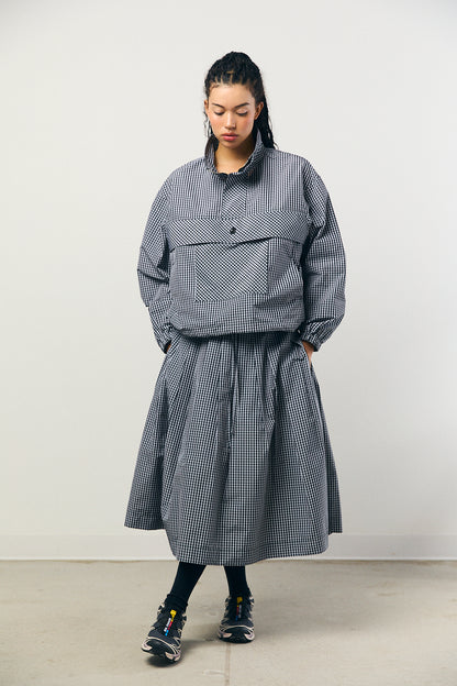 Check Taffeta Pleated Skirt
