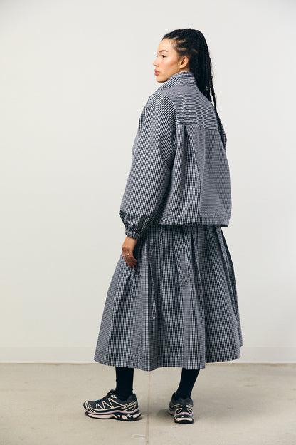 Check Taffeta Pleated Skirt