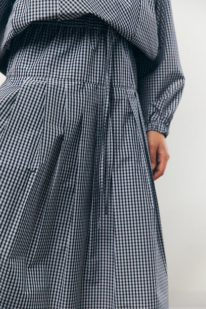 Check Taffeta Pleated Skirt