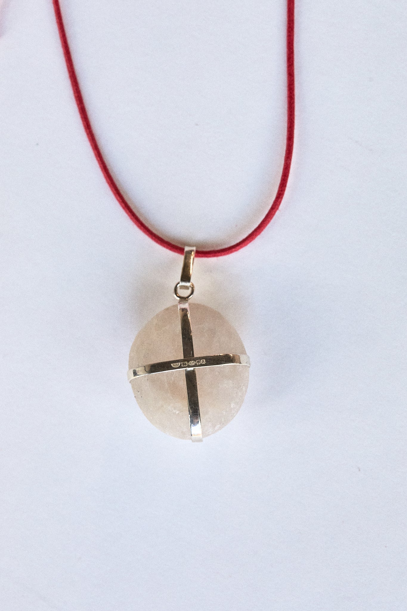 White Stone - Sterling Silver ribbon setting