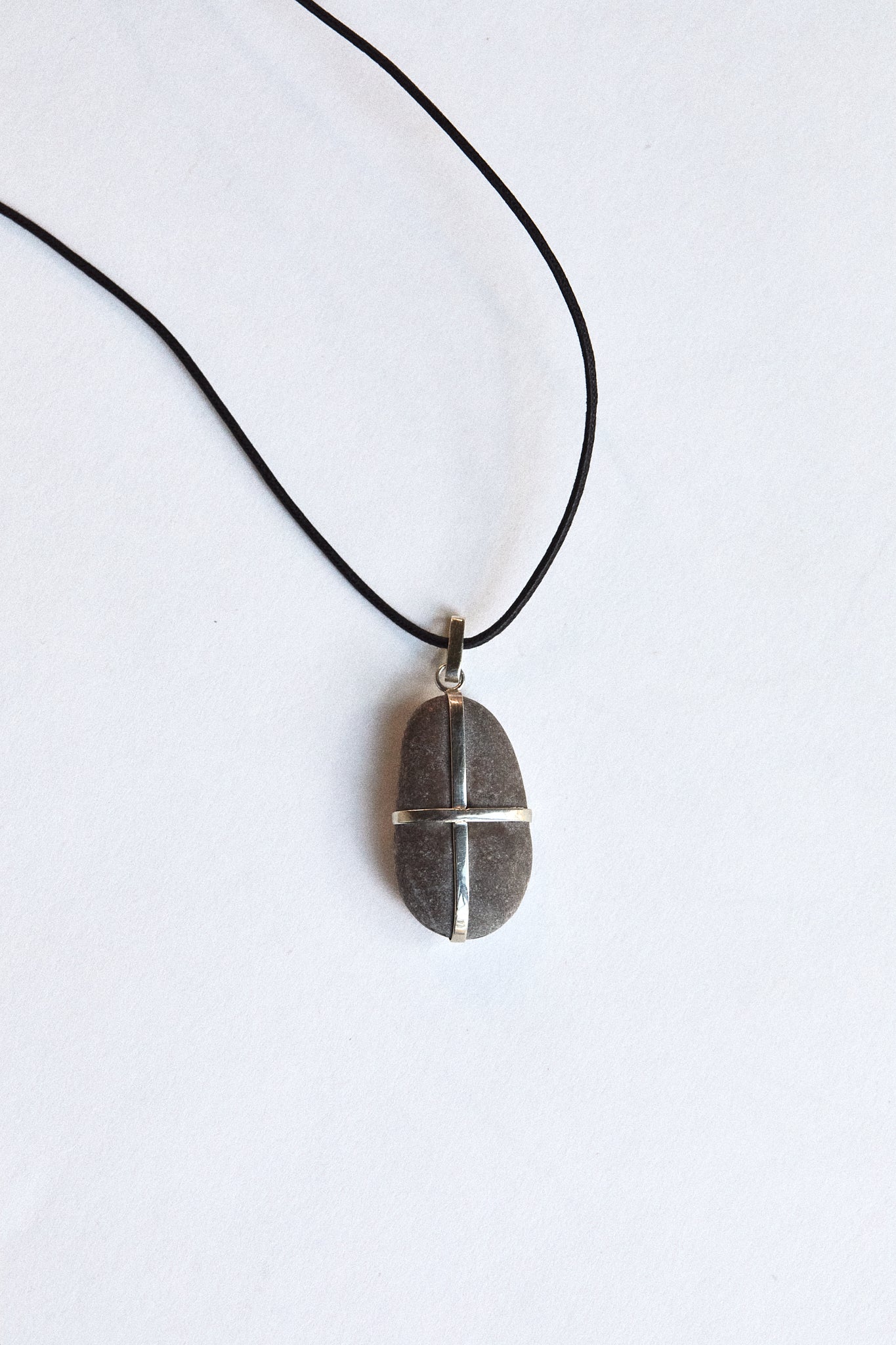 Purple Grey Stone - Sterling Silver ribbon setting