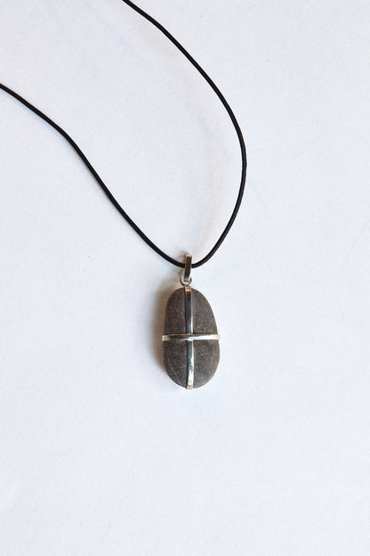 Purple Grey Stone - Sterling Silver ribbon setting