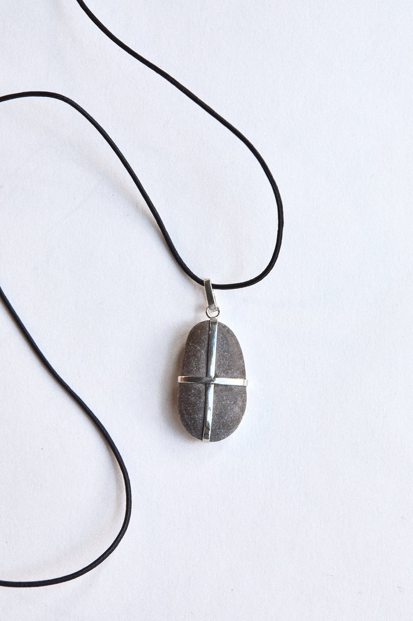 Purple Grey Stone - Sterling Silver ribbon setting