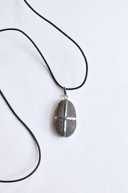 Purple Grey Stone - Sterling Silver ribbon setting