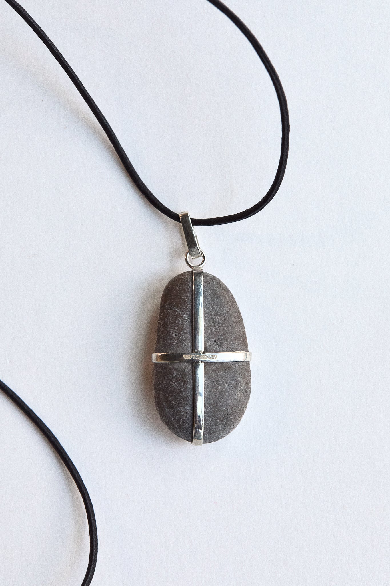 Purple Grey Stone - Sterling Silver ribbon setting