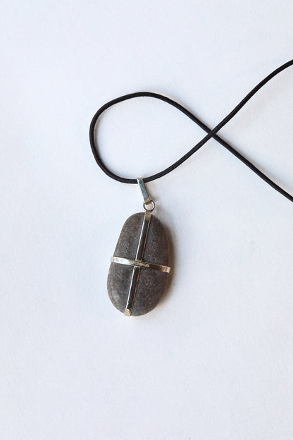 Purple Grey Stone - Sterling Silver ribbon setting