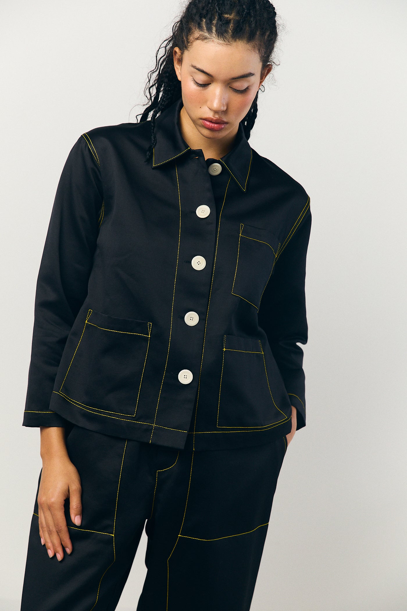 Sateen A-line shirt jacket