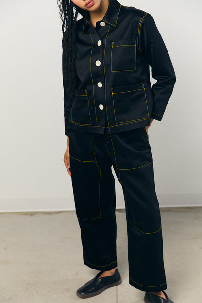 Sateen A-line shirt jacket