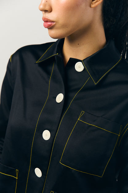 Sateen A-line shirt jacket