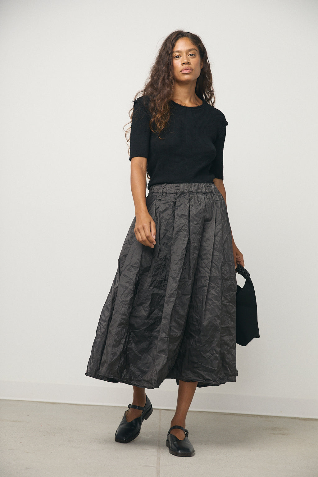 Pleated Long Skirt in Metallic