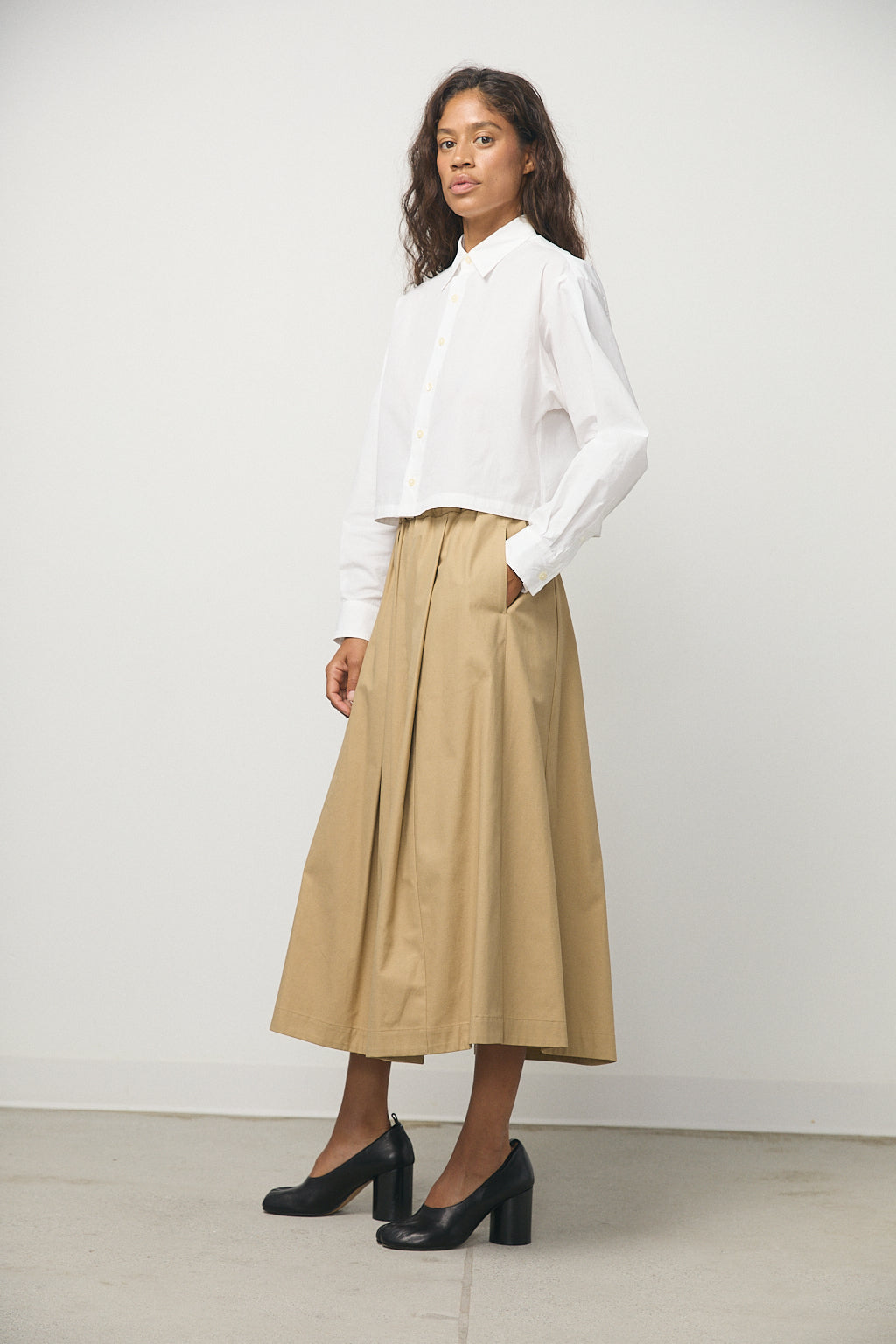 Dolly Twill Skirt in Beige