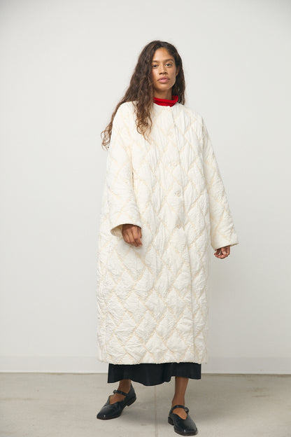 Farrah Quilted Coat in Cream