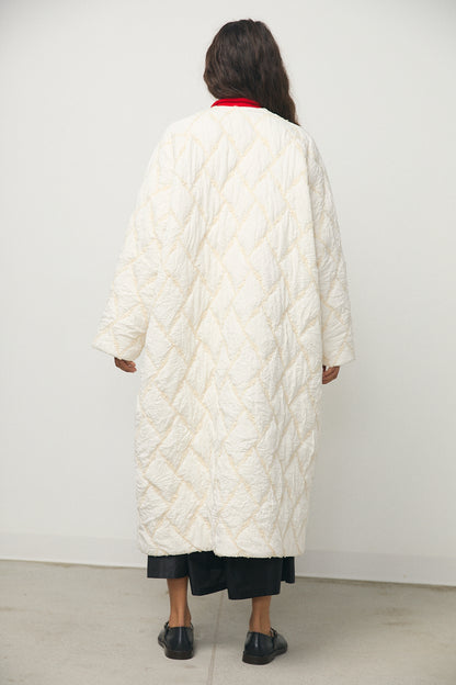 Farrah Quilted Coat in Cream