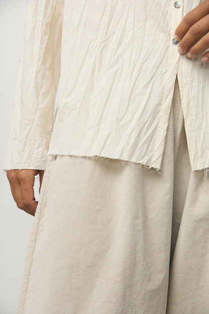 Wide Trousers in Velvet Oatmeal